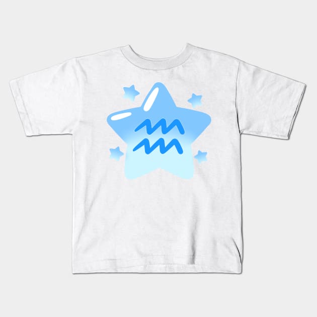 Astrological Sign Star - Aquarius Kids T-Shirt by leashonlife